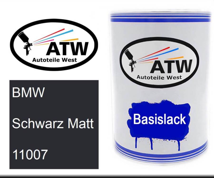 BMW, Schwarz Matt, 11007: 500ml Lackdose, von ATW Autoteile West.